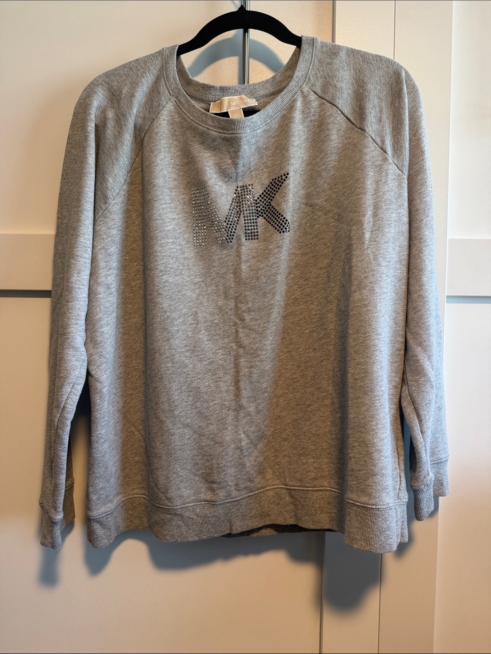 Michael Kors Light Gray MK Studded Crewneck Sweatshirt